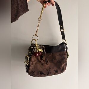 Coach Brown Shoulder Bag with Gold Hardware